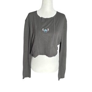 NWT Disney Charcoal Stitch Long Sleeve Crop Top Size XL